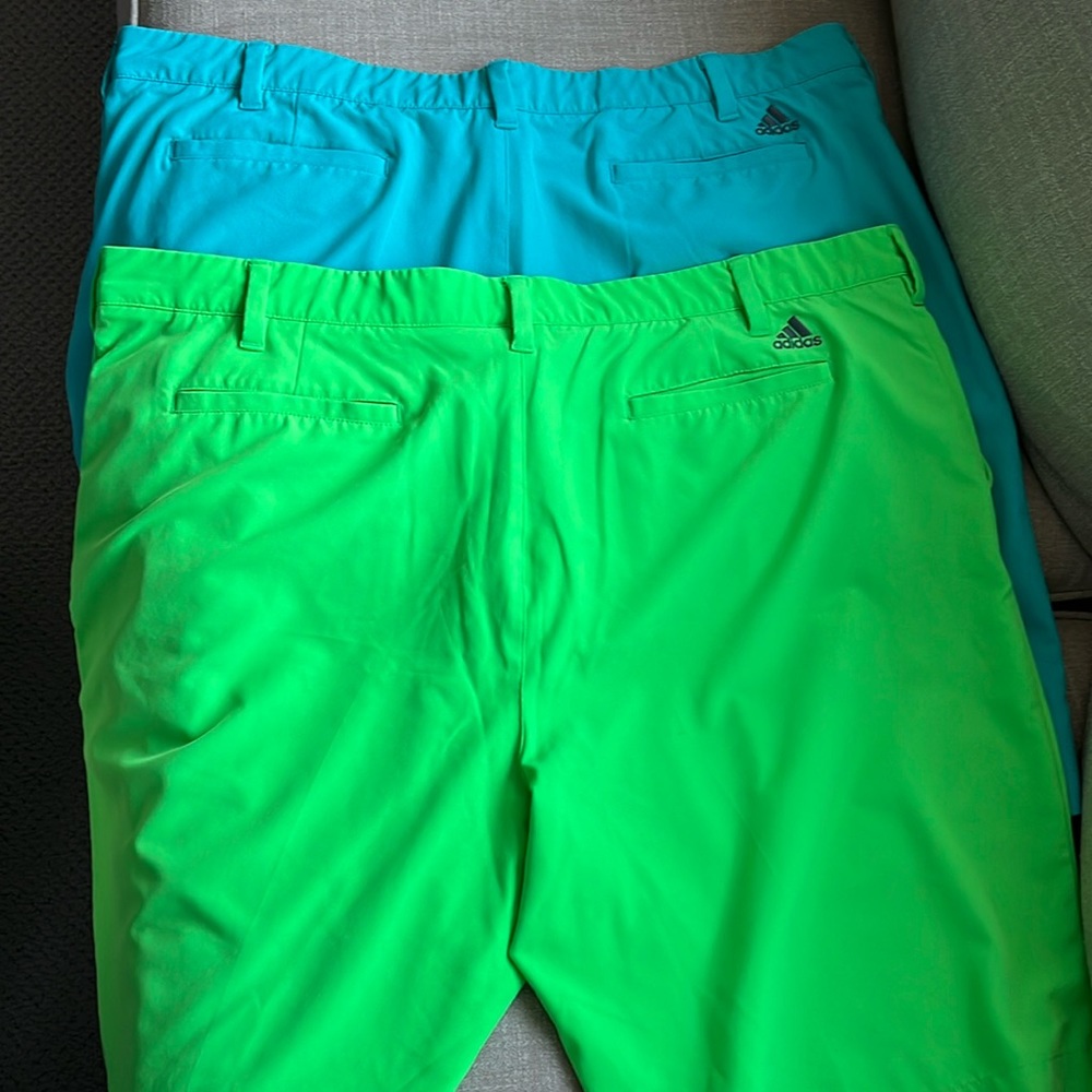 Lot of 2 mens adidas golf shorts size 42 teal and green
